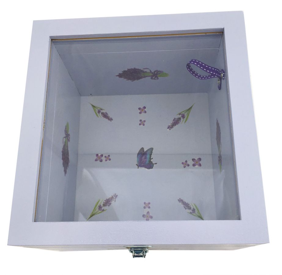 Boite en bois et son couvercle en verre. Model : lavendula.