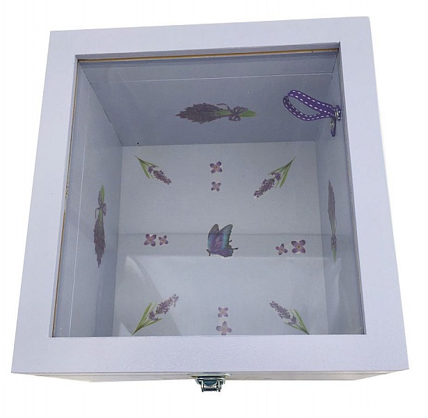 Boite en bois et son couvercle en verre. Model : lavendula.