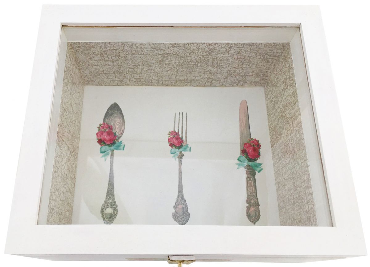 Boite en bois et son couvercle en verre. Model : bonne journ&eacute;e