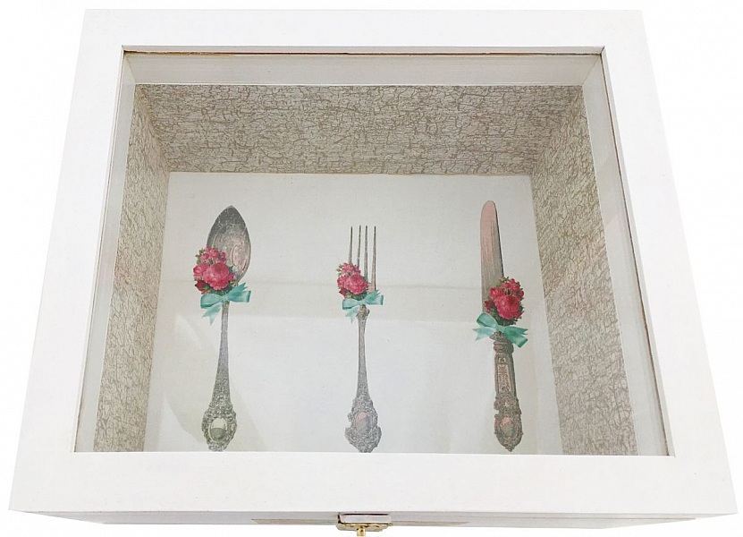 Boite en bois et son couvercle en verre. Model : bonne journ&eacute;e