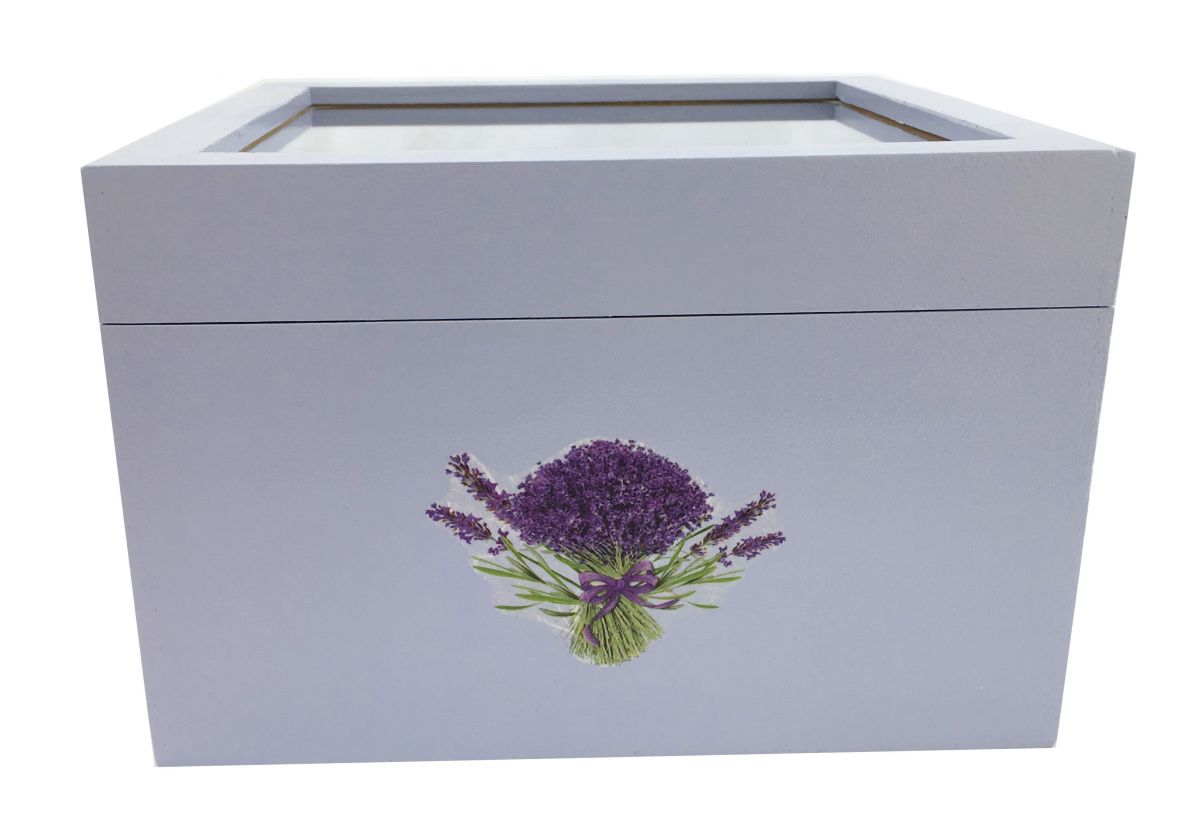 Boite en bois et son couvercle en verre. Model : lavendula.