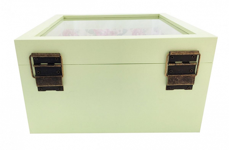 Boite en bois et son couvercle en verre. Model : rose garden