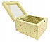 Boîte en bois jaune avec couvercle vitré motif sakura.