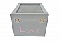 Boite en bois love couvercle en verre