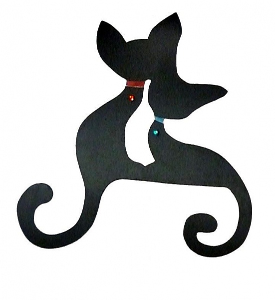 Pancarte mural ou de porte grand couple de chat enlac&eacute; a strasse 43x41 cm