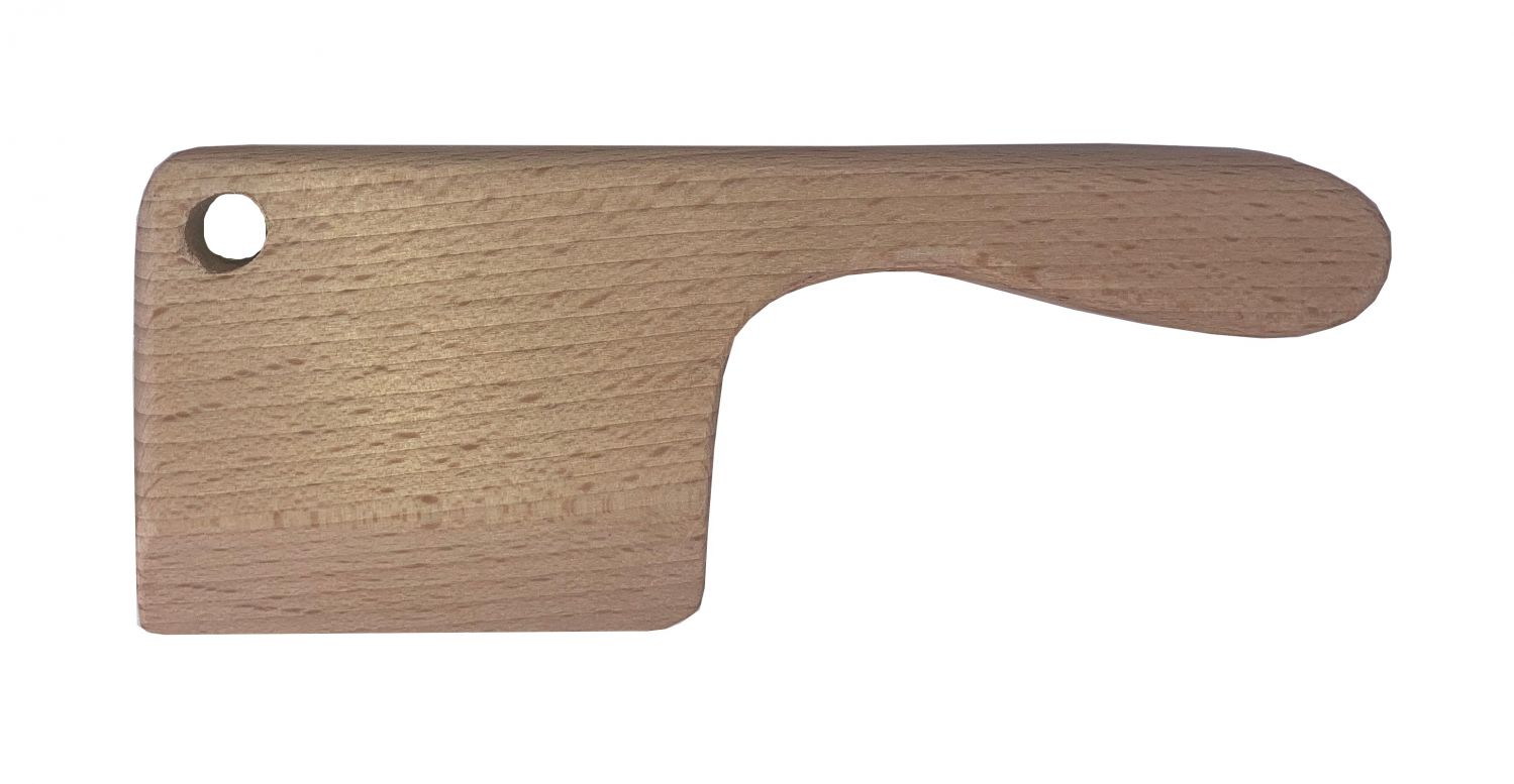 Couteau en bois de h&ecirc;tre et sa planche a d&eacute;couper pour enfant
