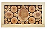 Dessous-de-plat en rondin de bois merisier / prunier, r&eacute;versible en coupelle d&eacute;cor petite feuille grise