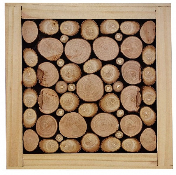 Dessous-de-plat en rondin de bois noisetier / lilas , r&eacute;versible en coupelle d&eacute;cor craquel&eacute; or