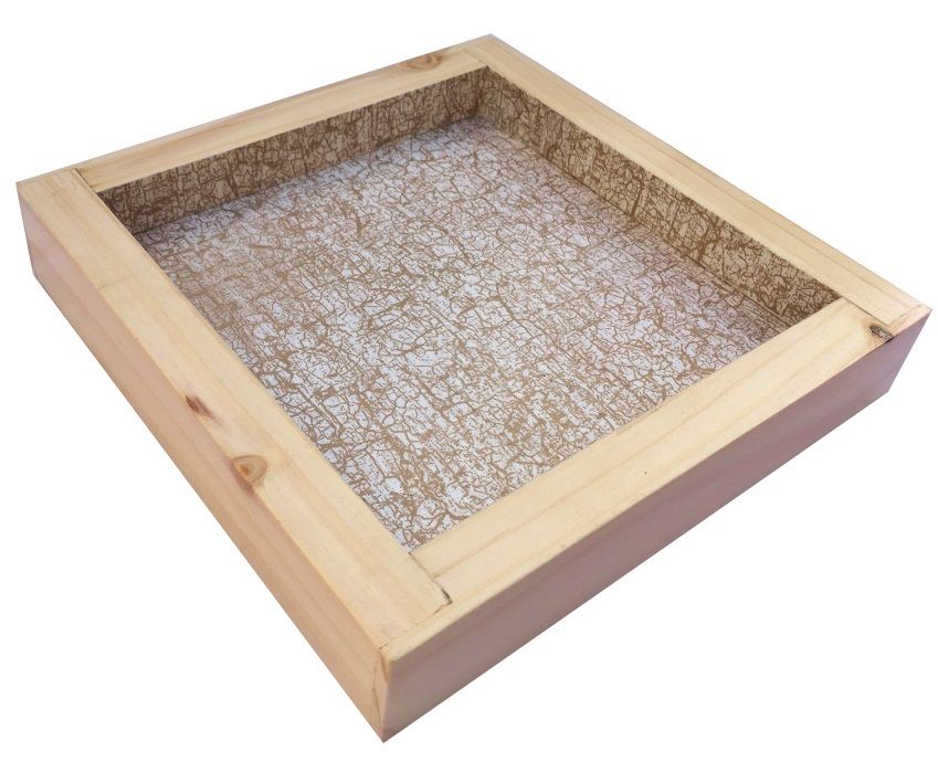 Dessous-de-plat en rondin de bois noisetier / lilas , r&eacute;versible en coupelle d&eacute;cor craquel&eacute; or