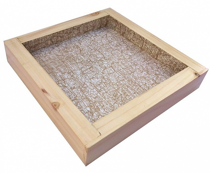 Dessous-de-plat en rondin de bois noisetier / lilas , r&eacute;versible en coupelle d&eacute;cor craquel&eacute; or