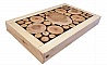 Dessous-de-plat en rondin de bois merisier / prunier, r&eacute;versible en coupelle d&eacute;cor petite feuille grise