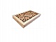 Dessous-de-plat en rondin de bois merisier / prunier, r&eacute;versible en coupelle d&eacute;cor petite feuille grise