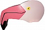 Tête de flamant rose en bois pour porte-essuie-tout décoratif.