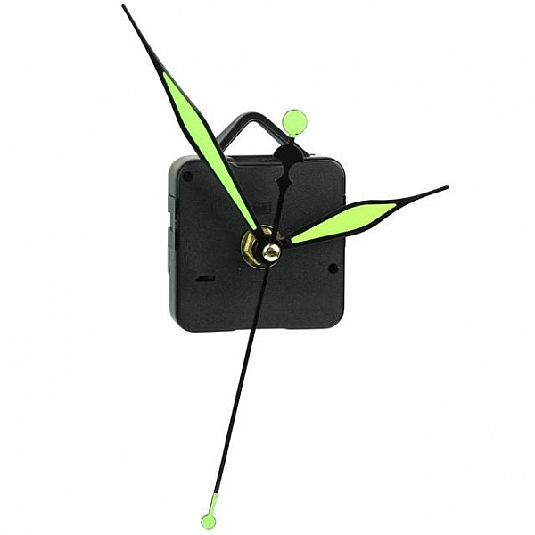 Mécanisme d'horloge à quartz avec aiguilles lumineuses.