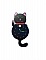 Horloge murale en bois design chat Maneki-neko noir.