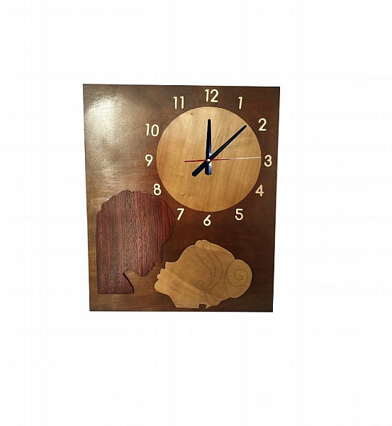 Horloge g&eacute;ante "le baiser"  en bois