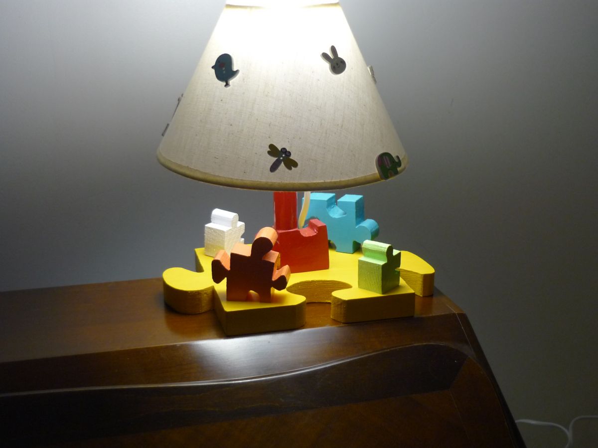 Lampe De Chevet Enfant &laquo; Le Puzzle &raquo; H 30 Cm