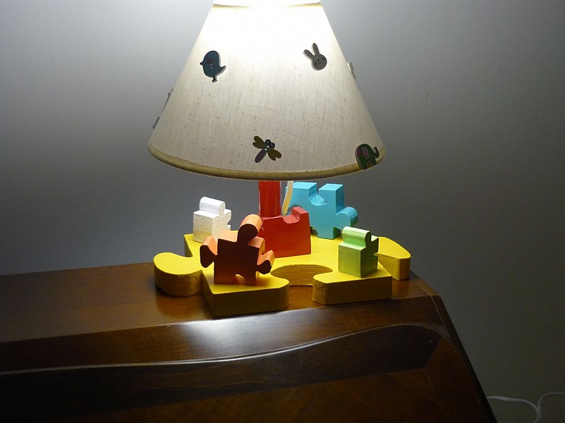 Lampe De Chevet Enfant &laquo; Le Puzzle &raquo; H 30 Cm