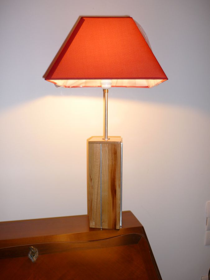 Lampe De Table 76 Cm, Bois Noble : Prunier, Merisier, S&eacute;quoia, H&ecirc;tre
