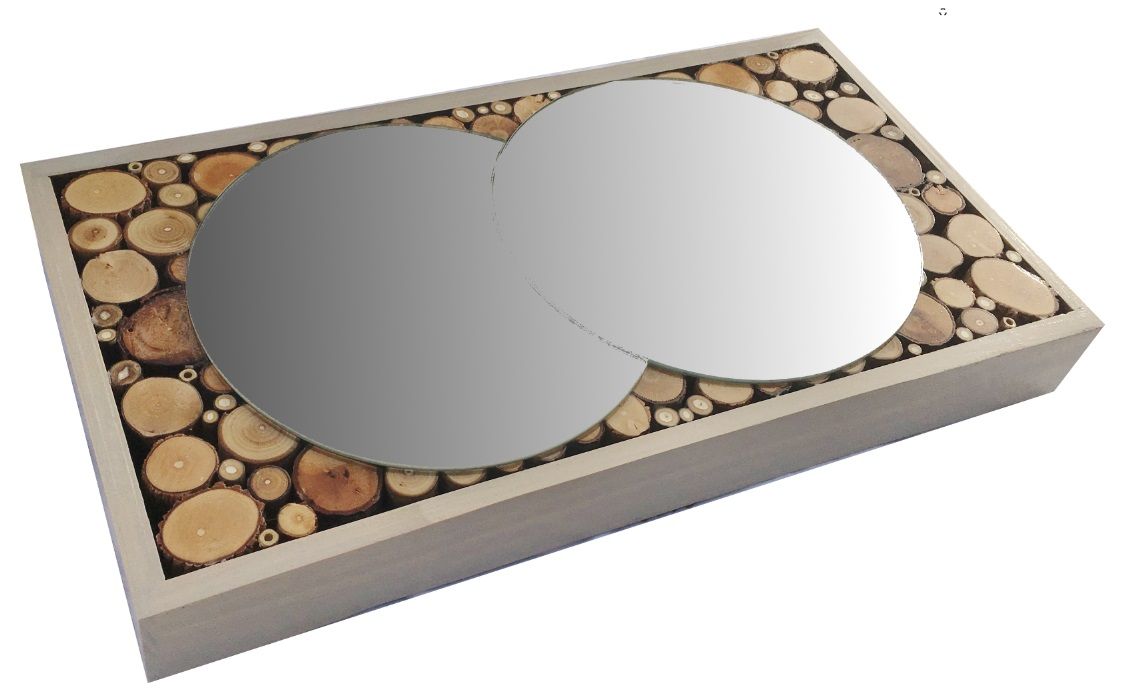 Miroir rectangulaire en rondin de bois 39 x 20 cm gris