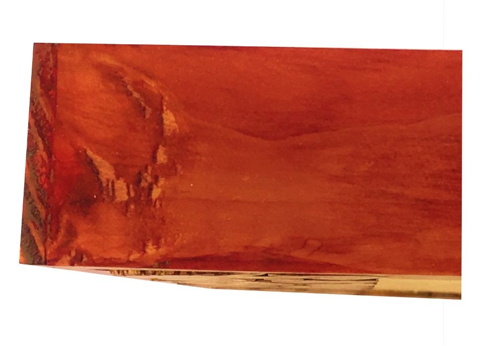 Grand miroir rectangulaire en rondin de bois couleur rouge acajou 47 x 56 cm