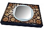 Miroir rectangulaire en rondin de bois couleur &eacute;b&egrave;ne 31 x 22