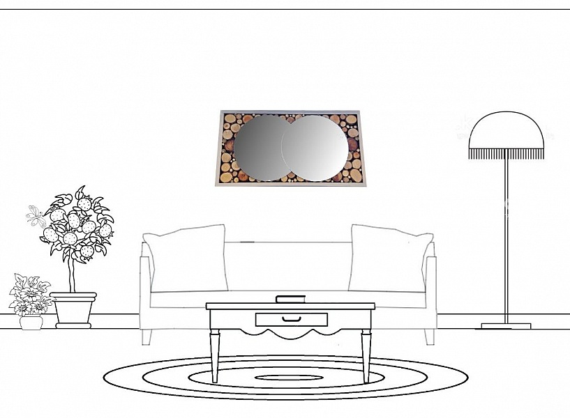 Miroir rectangulaire en rondin de bois 39 x 20 cm gris