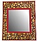 Grand miroir rectangulaire en rondin de bois couleur rouge acajou 47 x 56 cm