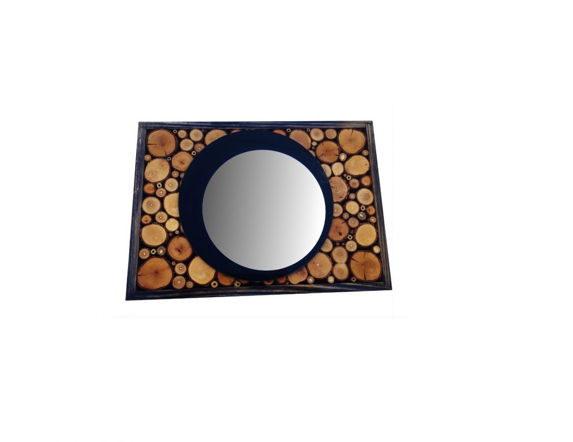 Miroir rectangulaire en rondin de bois couleur &eacute;b&egrave;ne 31 x 22