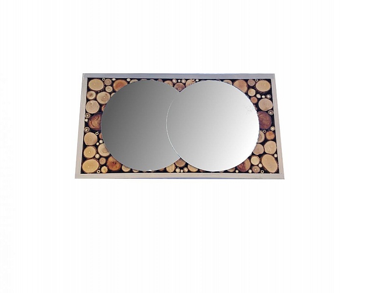 Miroir rectangulaire en rondin de bois 39 x 20 cm gris