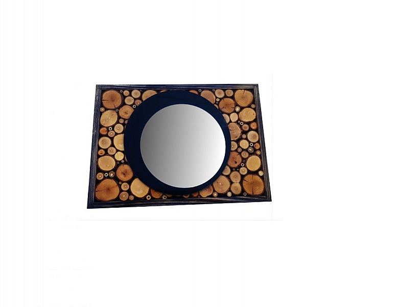 Miroir rectangulaire en rondin de bois couleur &eacute;b&egrave;ne 31 x 22