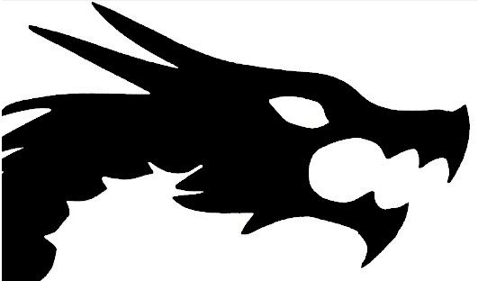 Pancarte murale en bois motif dragon tribal noir.