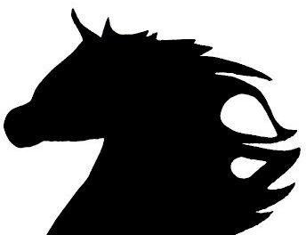 Pancarte mural ou de porte en bois model :cheval au galop 37x47 cm noir
