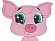 Pancarte mural ou de porte en bois model :cochon chibi porcelet manga 21x20 cm rose