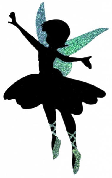 Pancarte mural ou de porte en bois model : f&eacute;e dansante 60x38 Cm Paillette holographique violet vert