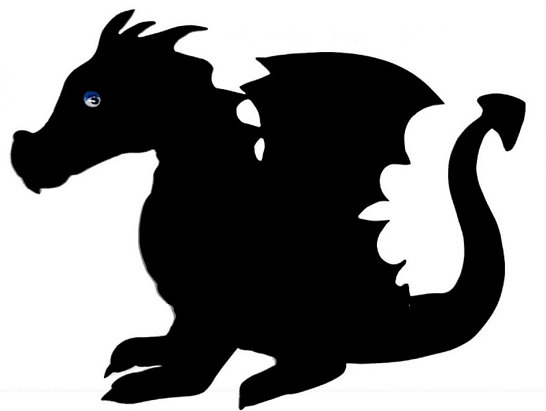 Pancarte mural ou de porte en bois model : dragon enfant 40x28 cm noir