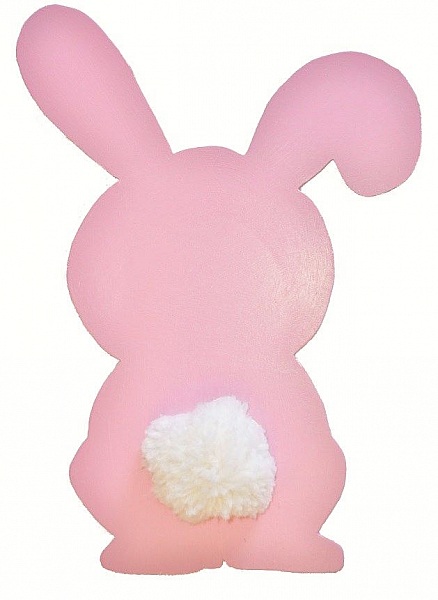 Pancarte mural ou de porte en bois model :lapin rose layette queue pompon en laine 29x20 cm fille