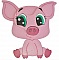 Pancarte mural ou de porte en bois model :cochon chibi porcelet manga 21x20 cm rose