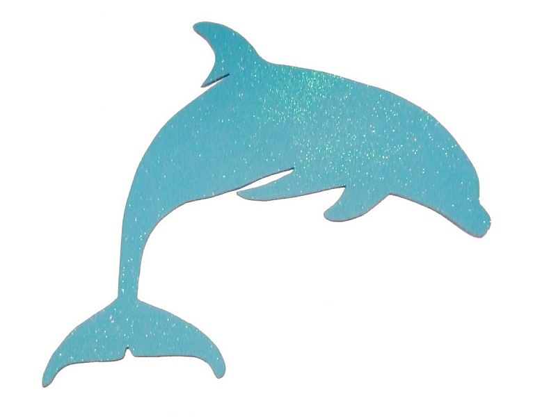 Pancarte mural ou de porte en bois model : dauphin 31x28 cm turquoise a paillette