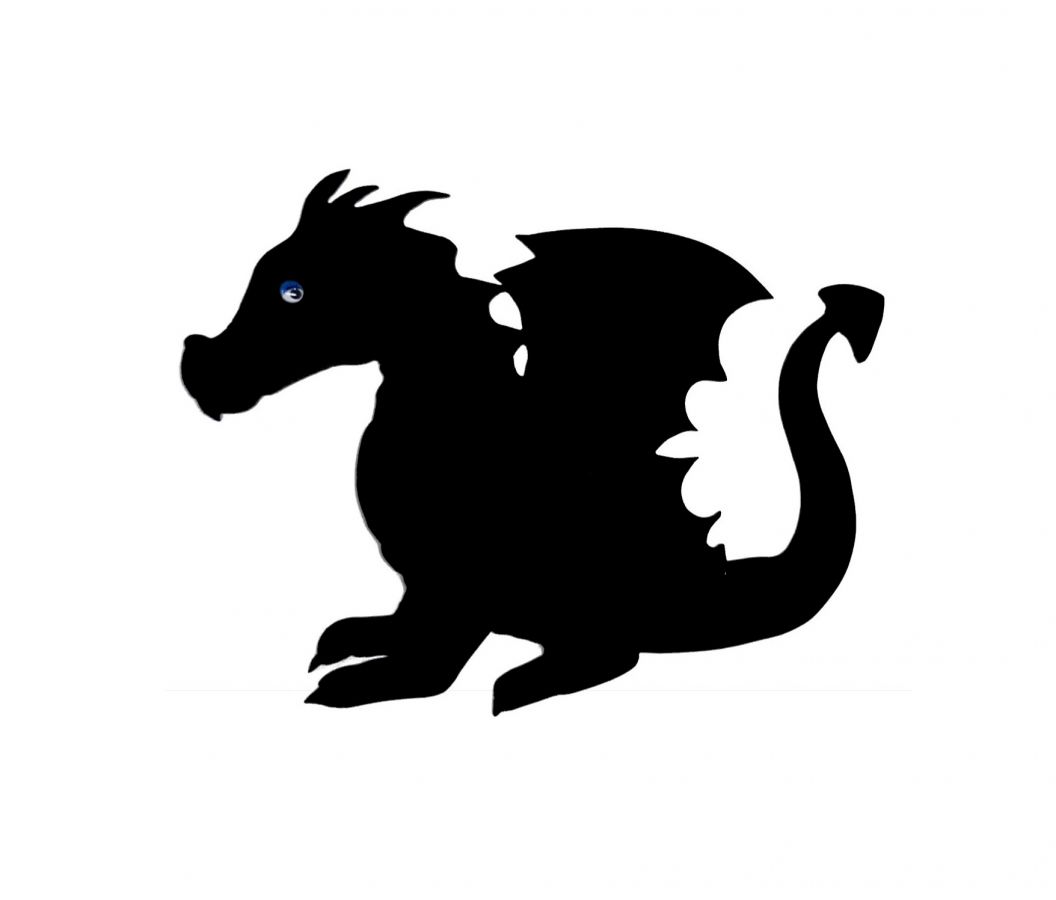 Pancarte mural ou de porte en bois model : dragon enfant 40x28 cm noir