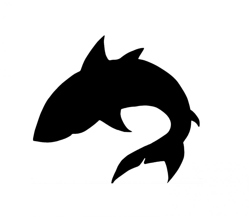 Pancarte mural ou de porte en bois model : Requin 34x34 Cm noir