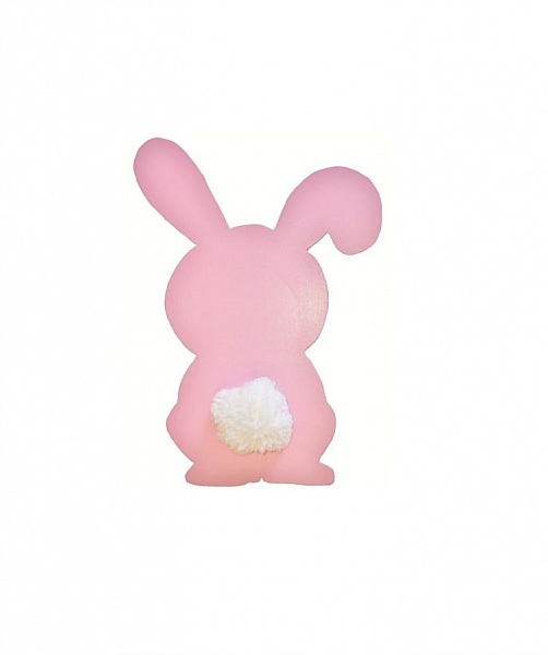 Pancarte mural ou de porte en bois model :lapin rose layette queue pompon en laine 29x20 cm fille