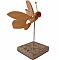 papillon en c&egrave;dre, bambou et h&ecirc;tre sur socle en marbre italien Terrazzo &agrave; poser sculpture en bois