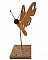 papillon en h&ecirc;tre, c&egrave;dre et lilas sur socle en marbre italien Terrazzo &agrave; poser sculpture en bois