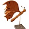 papillon en sapiens, cerisier et h&ecirc;tre petite touche d'&eacute;b&egrave;ne sur socle en marbre italien Terrazzo &agrave; poser sculpture en bois