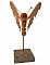 papillon en sapiens, cerisier et h&ecirc;tre petite touche d'&eacute;b&egrave;ne sur socle en marbre italien Terrazzo &agrave; poser sculpture en bois