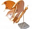 papillon en sapiens, cerisier et h&ecirc;tre petite touche d'&eacute;b&egrave;ne sur socle en marbre italien Terrazzo &agrave; poser sculpture en bois