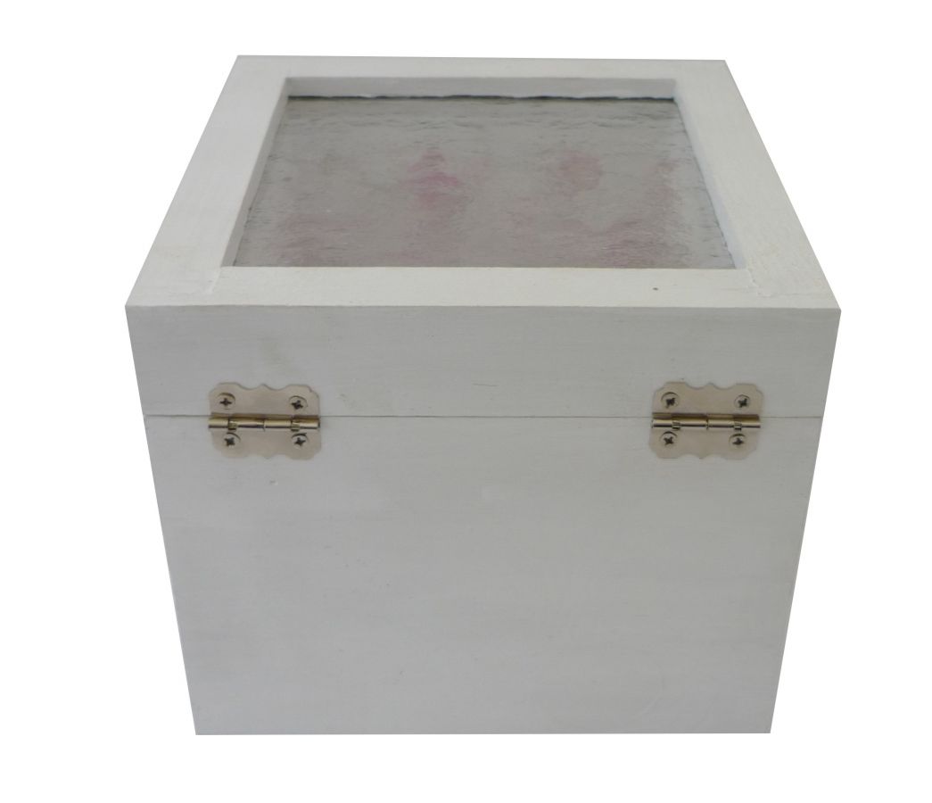 Petite Boite en bois massif d&eacute;cor cupcake blanc