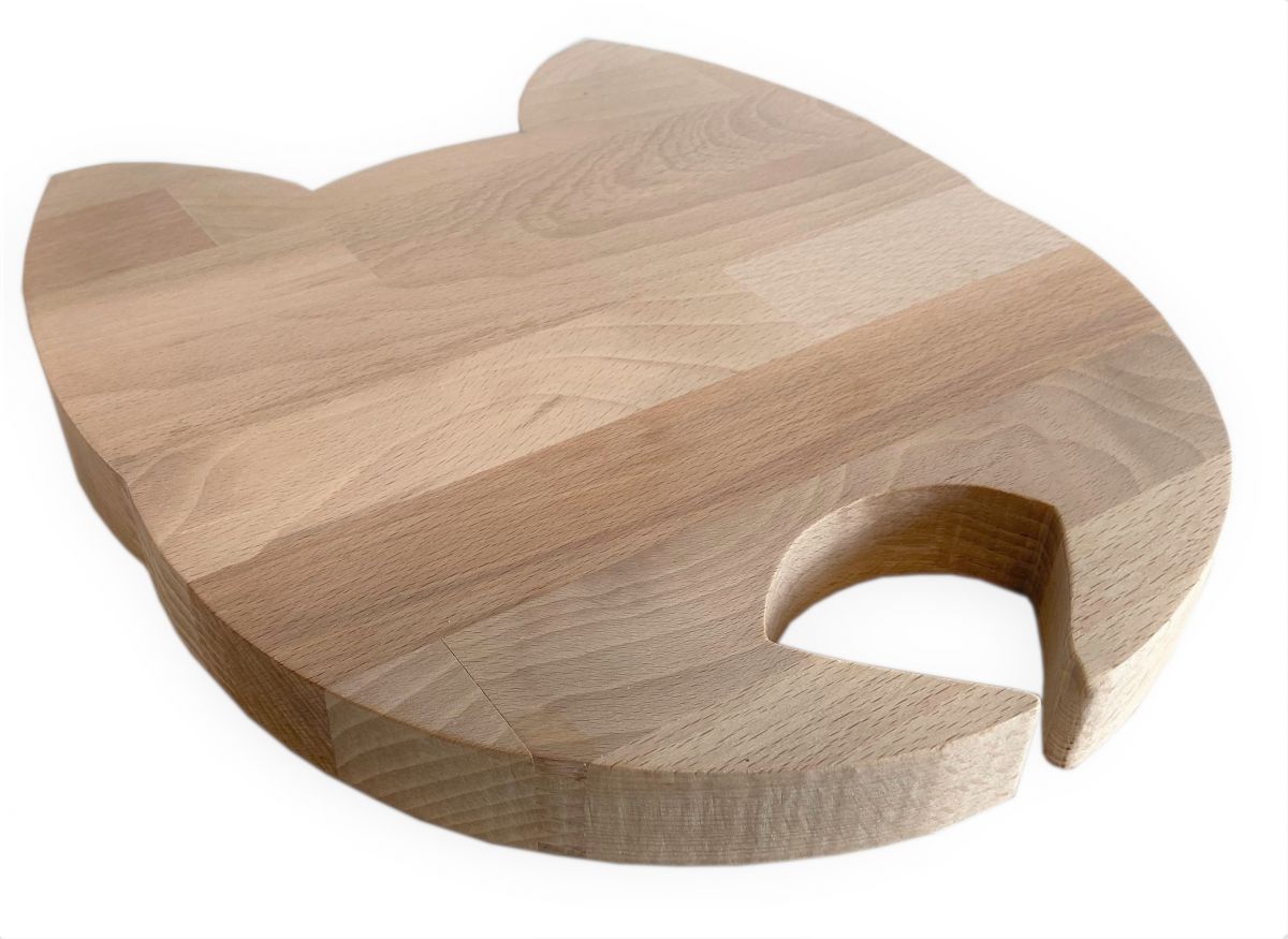 Planche &agrave; d&eacute;couper sp&eacute;cial ap&eacute;ro en bois de h&ecirc;tre naturel FSC model t&ecirc;te de chat