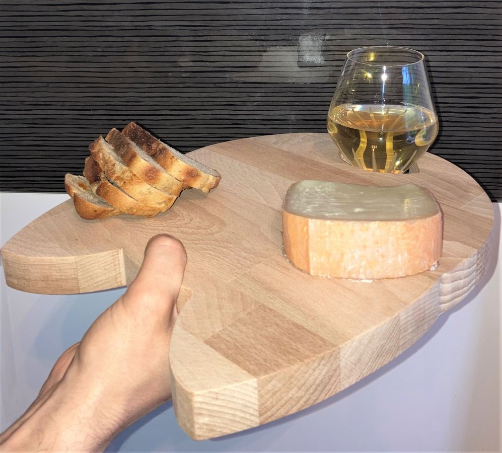 Planche &agrave; d&eacute;couper sp&eacute;cial ap&eacute;ro en bois de h&ecirc;tre naturel FSC model t&ecirc;te de chat